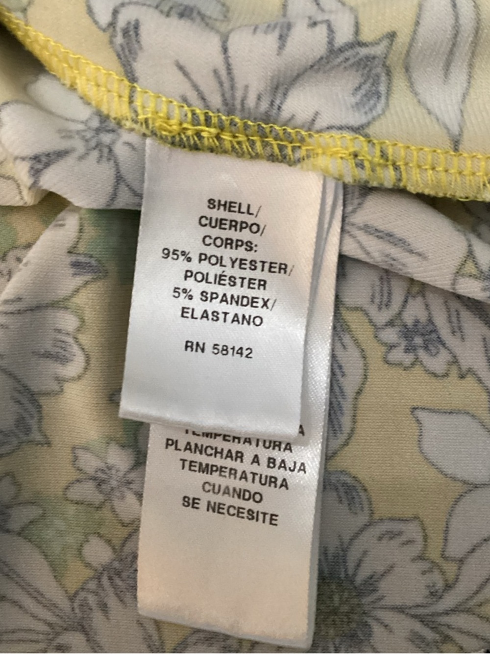 Maggy London Yellow Floral Smocked Mock Neck Midi Dress Sz 14 - Picture 7 of 11